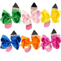 Hair Clip Accessories Solid Ribbon Bow for School Girls Hair Bows With Ribbon Covered Clips Pencil Hairbows