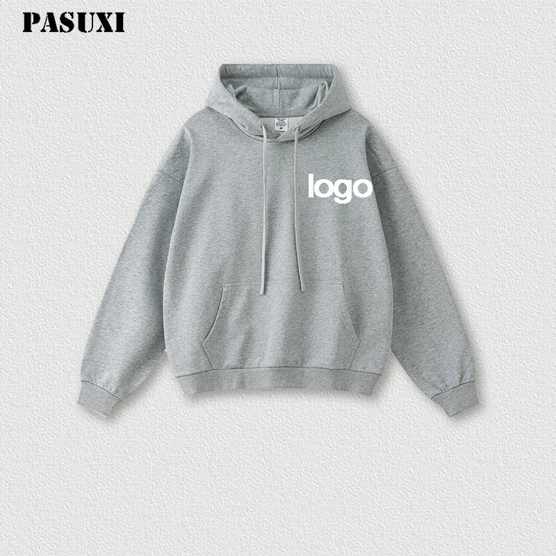 PASUXI 2024 Casual Fashion Hooded Sweatshirts Custom OEM Regular Fit Lightweight Eco-Friendly Breathable Cotton Tops Solid