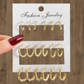 9Pcs/Set Fashion C Shape Design Twisted Earrings Set for Women Jewelry Wholesale