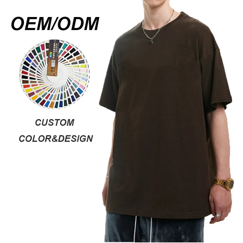 Custom High Quality Men  Heavyweight Cotton Polyester t Shirt Printing Oversize Black Streetwear Boys T-shirts Manufacturers