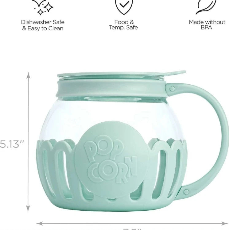 Ecolution Patented Micro-Pop Microwave Popcorn3-in-1 Lid Measures Kernels and Melts Butter Made Without BPA Dishwasher Safe