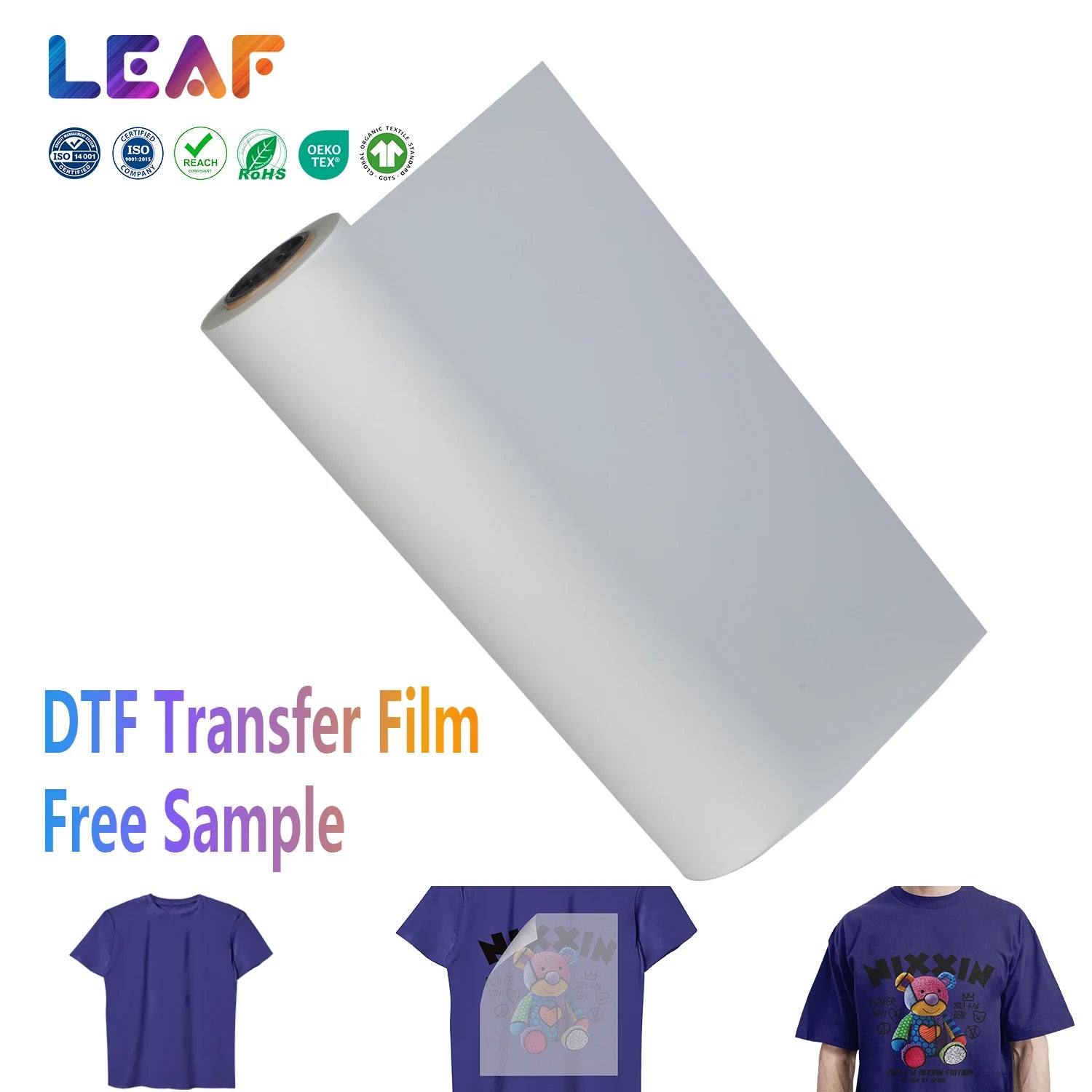LEAF Hot Sale DTF Film Roll to Roll 30cm 60cm DTF Pet Film Roll Heat Transfer Film for DTF Printing