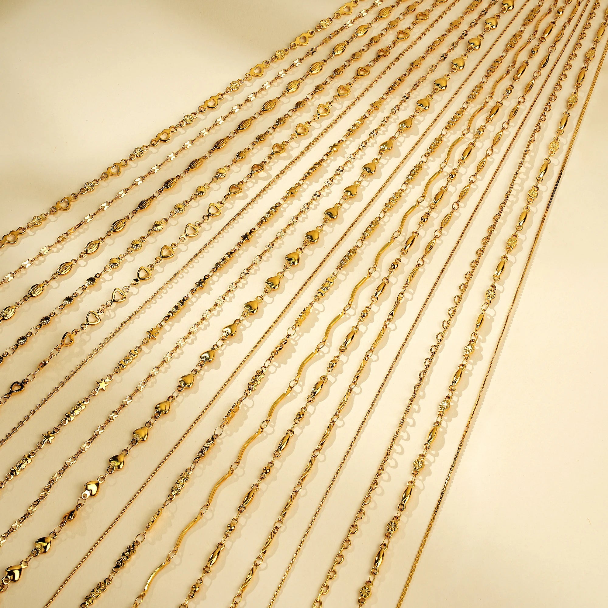 Simple Classic Women's Stainless Steel 18K Gold Plated Chain Necklace Trendy DIY Wholesale Jewelry with Twist/Snake/Box Styles