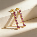 QIKU Bohemia Water Droplet Heart Rainbow Rhinestone Drop Earrings Gold Plated Jewelry Women Girl Bridal Wedding Dangle Wholesale