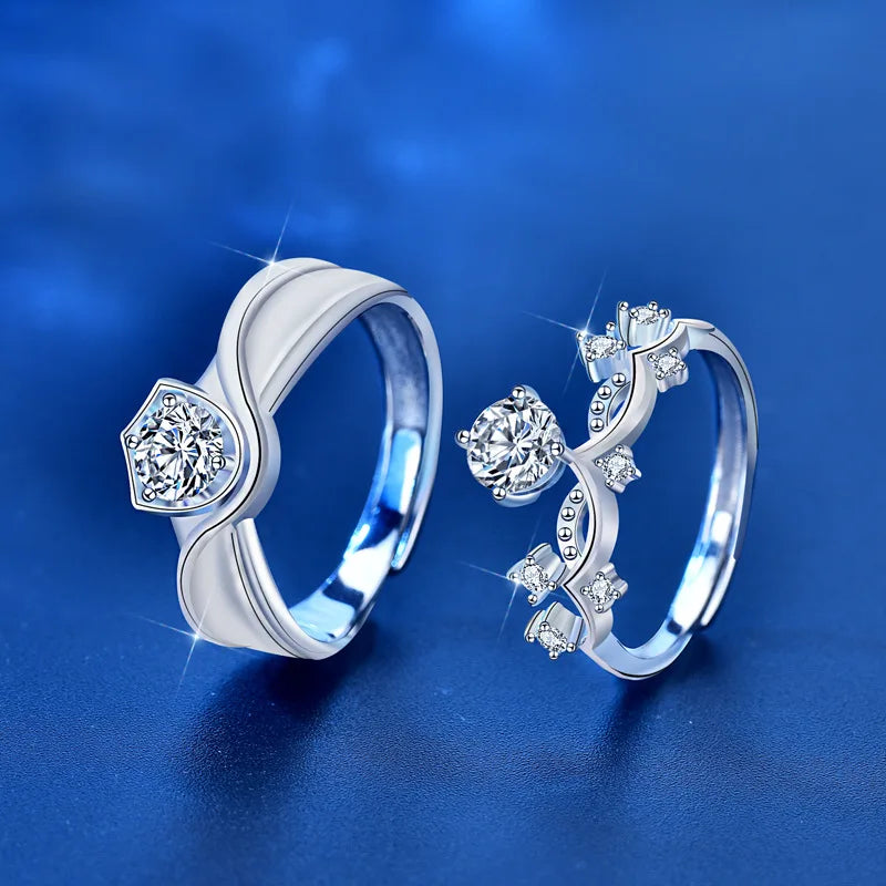 XJA011 925 Sterling Silver Moissanite Couple Ring High Quality Fashion Zircon Women Men Wedding Rings for Parties and Gifts