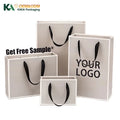 KAKA Custom Logo Luxury Grey Paper Gift Bag with Ribbon Handles Elegant Shopping Packaging Bags for Jewelry Boutique Clothing