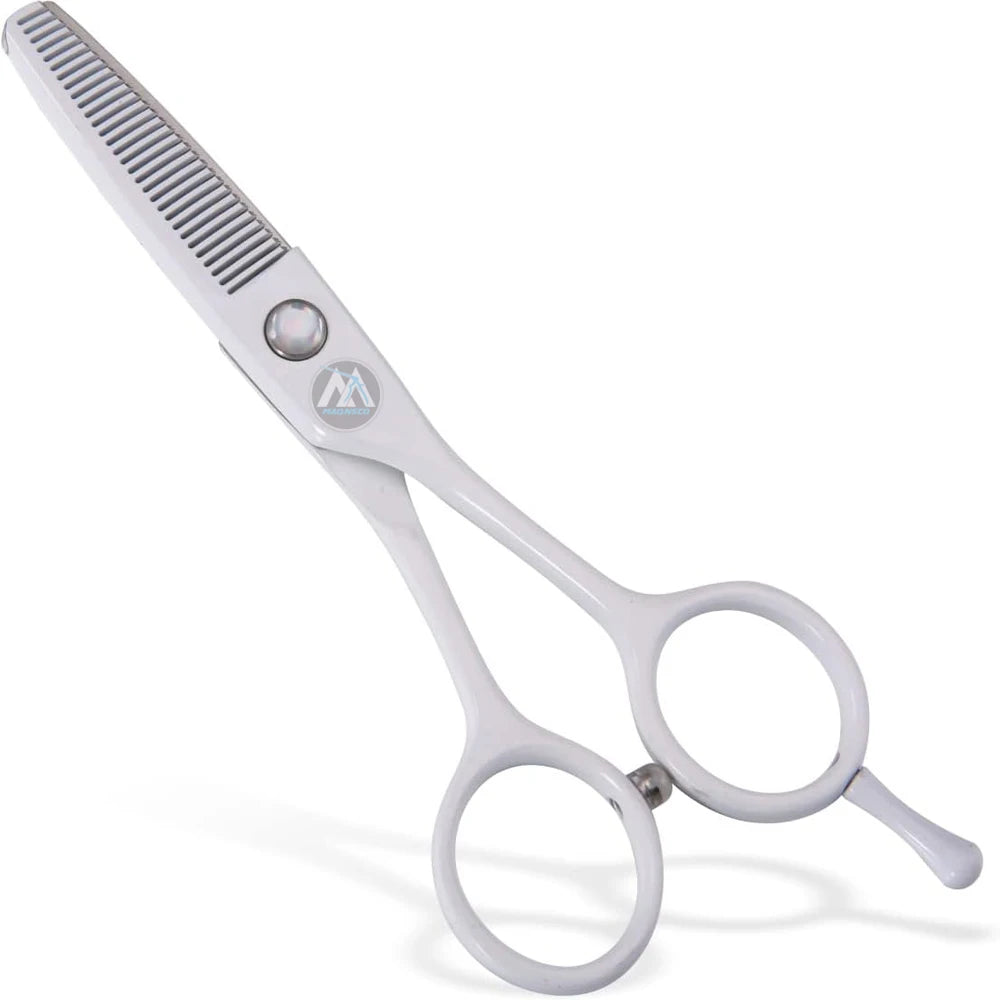 Professional 5 Blender White Grooming Scissors for Small Cats and Dogs Steel Thinning Shears for Face Eyes Paw Styling