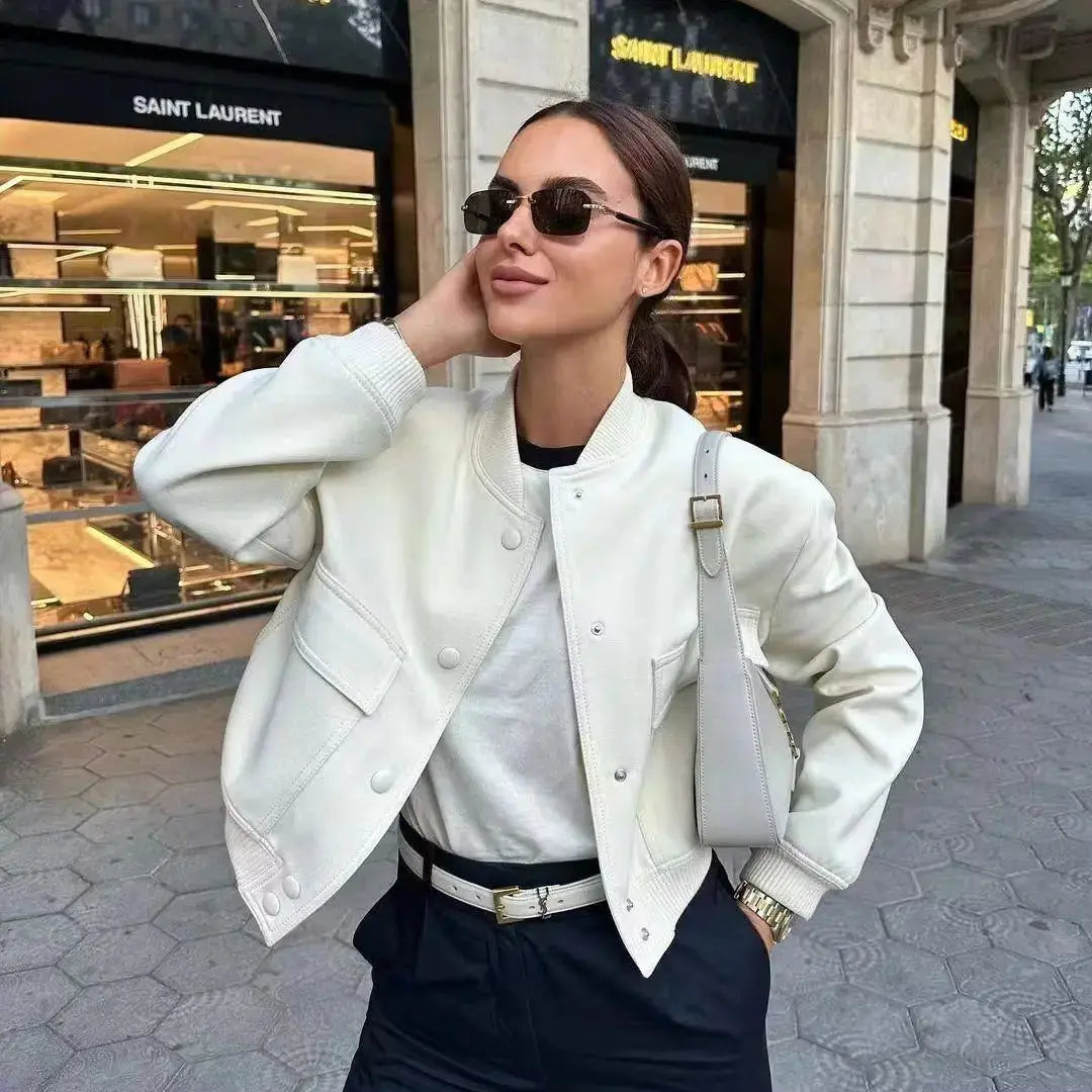 2025 Spring/Autumn New Collection-European and American Style Vintage Stand Collar Large Pocket Eco-Friendly Women's Windbreaker