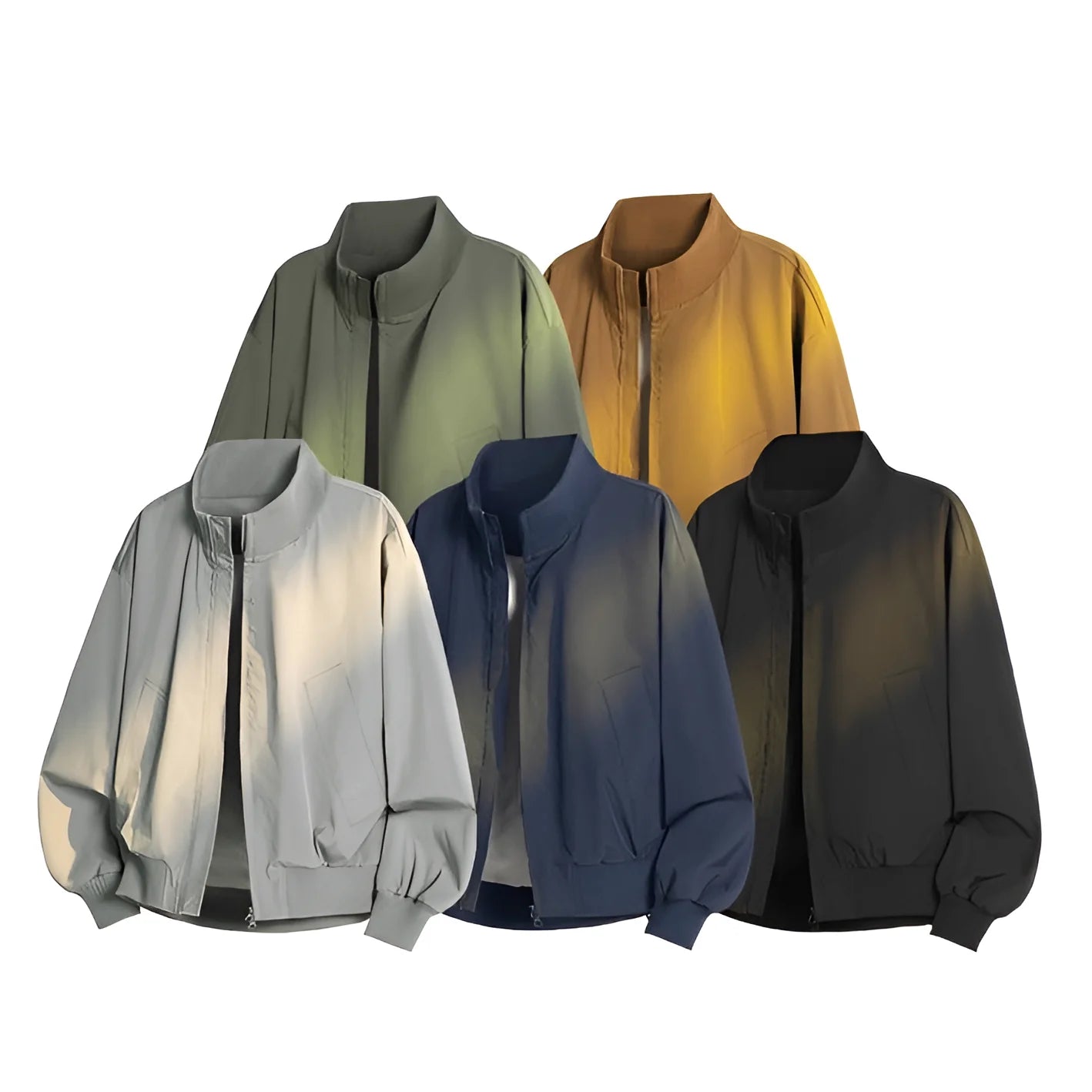 China Bangladesh Factory Price OEM Customized Logo Embroidery Polyester Stand Collar Zipper Loose Fit Casual Outerwear Jacket