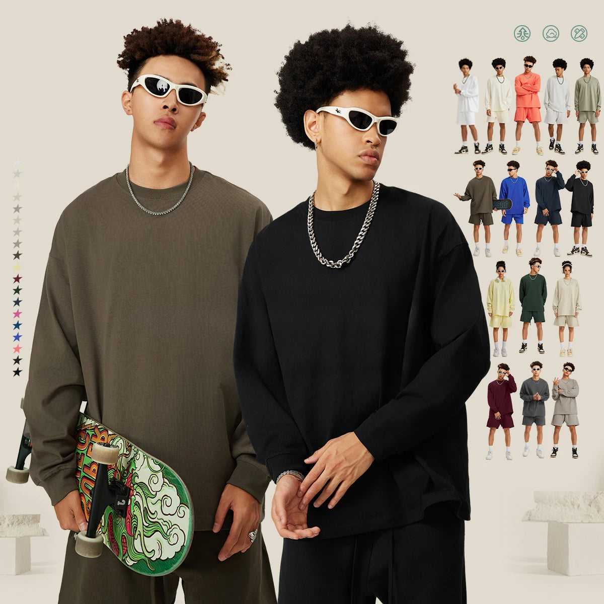 SK Solid 305g Spring Men's Casual Long Sleeve Hoodie  Cotton with Custom Designed Lining Breathable Eco-friendly ODM Supply