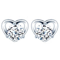New Women S925 Silver Stud Cubic Zirconia Earrings Silver Fashion Jewelry Heart Earrings for Women