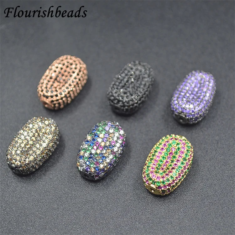 Good Quality Nickel Free 13x20mm Geometric Rectangle Micro Pave Colorful Zircon Spacer Beads for Jewelry Bracelet Necklace
