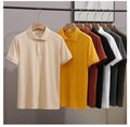 OEM custom logo embroidery printed design Short-sleeved men's summer striped jacquard knitted breathable ice silk t-shirt MegaBDM