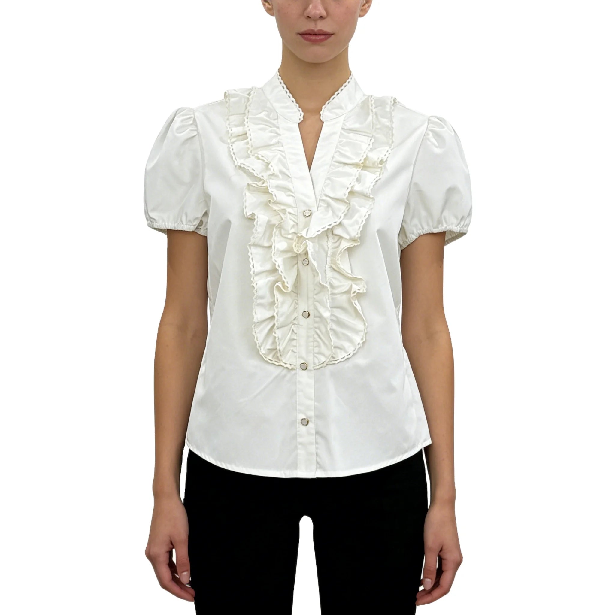 Fashionable Party Women's White Blouses 2024 Vintage Blouse White Korean White Blouse
