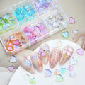 Nail Charms Resin Love Heart Flake Nail Decoration 3D Aurora Heart-Shaped Nail Art Accessories