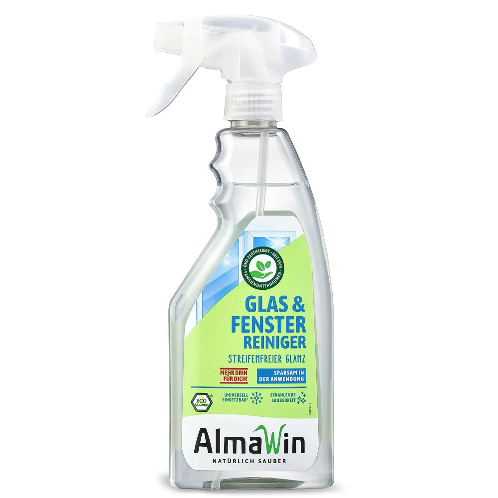 AlmaWin RTS 1 Glass & Window Cleaner 500ml Spray For Streak-Free Cleaning Vegan Shine Mirrors Brilliant Organic