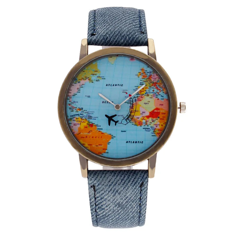 Fenyi Wholesale Fashion Unique Design Cheap Business Casual Boys Girls Couples World Region Airplane Watch for Women and Men MegaBDM