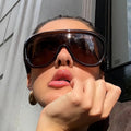 Logo Custom 2025 Fashion Oversized Sport Goggles Sun Glasses UV400 Black Big Frame Y2k Cycling Sunglasses for Men Women