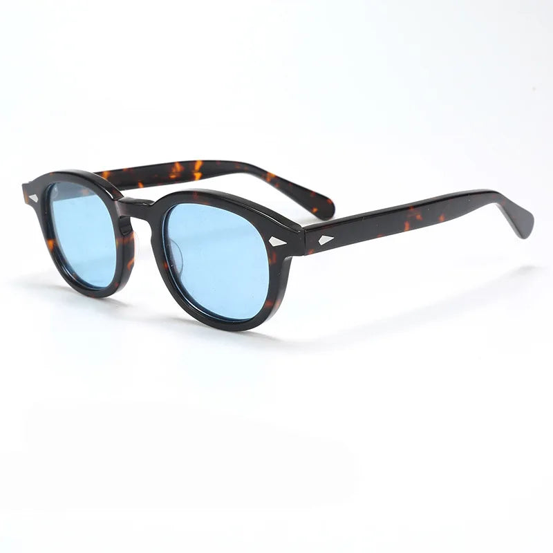 Logo Custom Vintage Men Women Small Frame Rivets Punk Sun Glasses UV400 Round Acetate Polarized Sunglasses Men Women MegaBDM