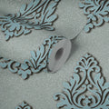 Made Germany Sale Modern Damask Blue Silver Non Woven Vinyl Wallpaper Abrasion-Resistant Living Room & Kitchen 1005 X 070 m