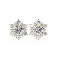 0.72 Ct Lab-Grown Diamond Vintage Alloy Flower Stud Earrings in 14K Yellow Gold Cluster Setting Elegant Lightweight Jewelry