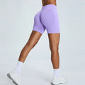 Women's Seamless High-Waisted Fitness Shorts Quick-Dry Sports Peach Pants with Butt-Lifting Effect Solid Pattern Yoga Shorts