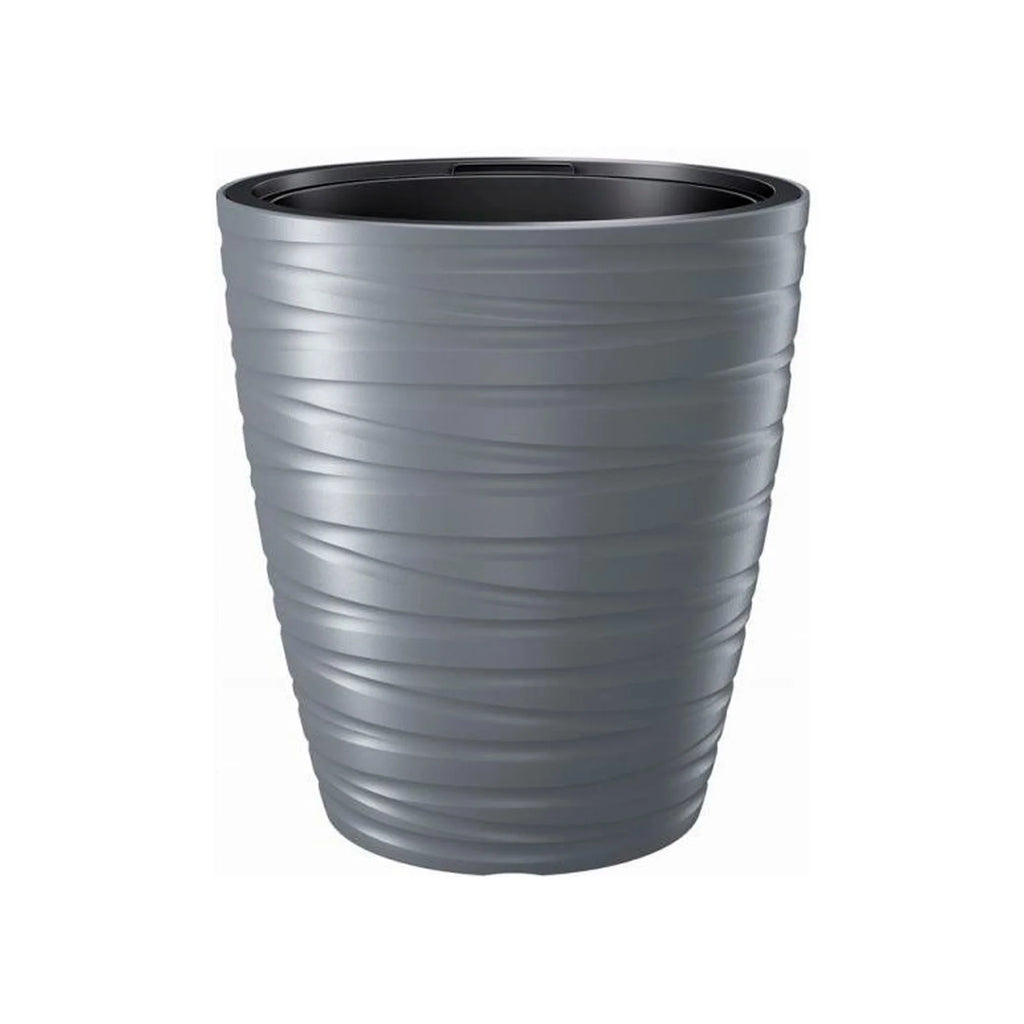 Maze 16L plastic planter with reservoir in stone grey color 29.6 (length) x 29.6 (width) x 32.9 (height) cm