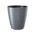 Maze 16L plastic planter with reservoir in stone grey color 29.6 (length) x 29.6 (width) x 32.9 (height) cm