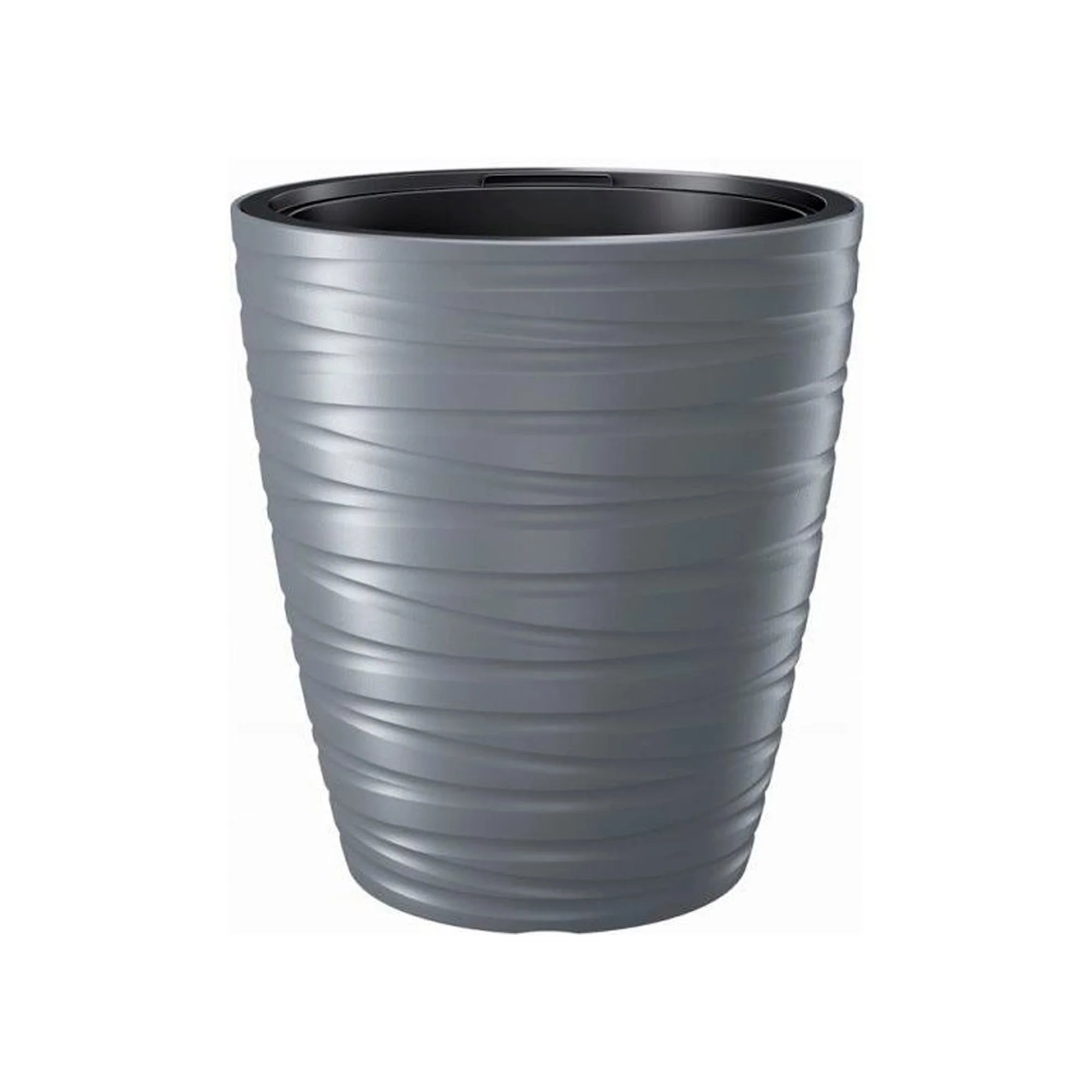 Maze 16L plastic planter with reservoir in stone grey color 29.6 (length) x 29.6 (width) x 32.9 (height) cm