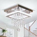 9.8" Square Crystal Chandeliers Ceiling Chandelier 18 Inch Light Fixtures Modern Chandelier for Bedrooms Dining Room