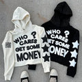 Wholesale 100% Cotton Custom Logo Letter Rhinestones 3D Zipper-Up Oversized Autumn Hood Pullover Eco-Friendly Embroidery Hoodies
