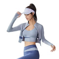 Women's Peach-Colored Turtleneck Yoga Top Thin Breathable Active Workout Jacket with Navel-Exposed Design Plus Size Option