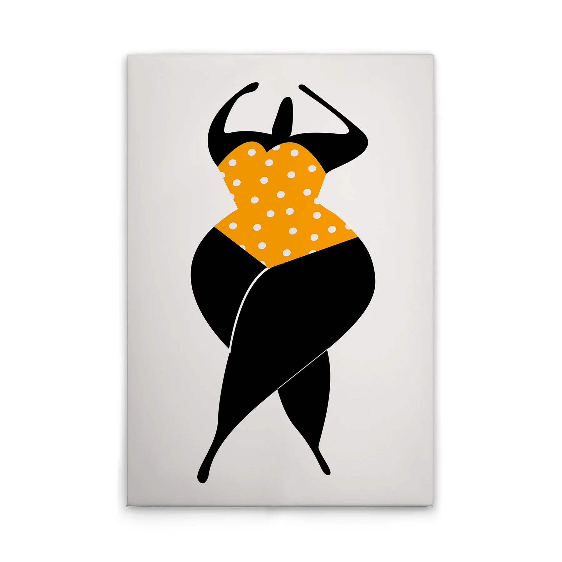 Made In Germany - Home Decor Canvas Picture Retro Women Silhouette Yellow - Wall Mural In Cream Black - Stretcher Frame Art