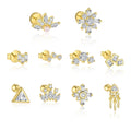 Crafted 925 Sterling Silver Fashion Fine Jewelry 18K Gold Plated Zircon Geometric Stud Small Earrings for Women