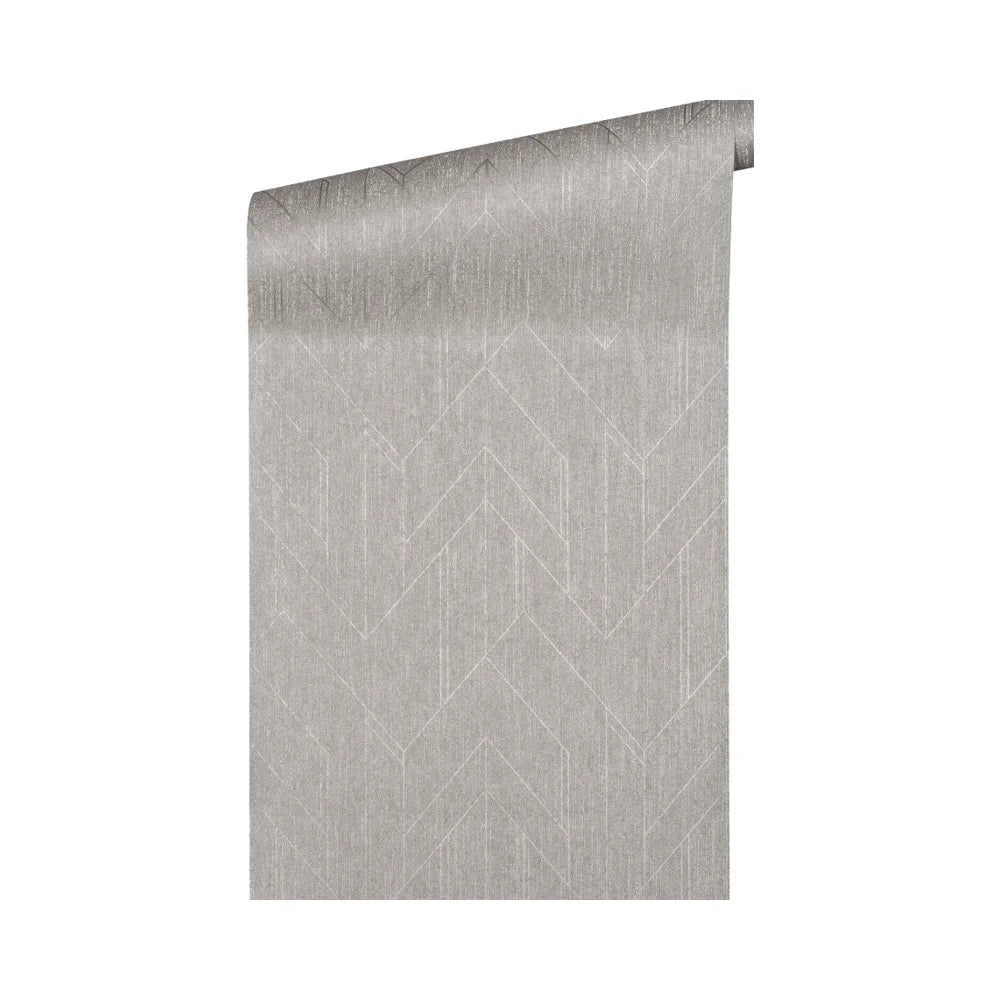 Made in Germany - Luxury Wallpaper rolls Geometric Grey Silver White Non Woven Contract Wallpaper Design - 1005 x 053 m