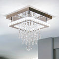 Modern Crystal Chandeliers LED Flush Mount Crystal Ceiling Light Fixtures Square Chandelier for Bedrooms Dining Room
