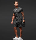 Men's Printed Two-piece Set Lightweight Short-sleeved Shirts Outdoor Sportswear Summer Fashion