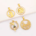 Religious Virgin Mary & Mama Theme Copper 18K Gold Plated Pendant Set with Full Zircon Girl Figure Charms Necklace