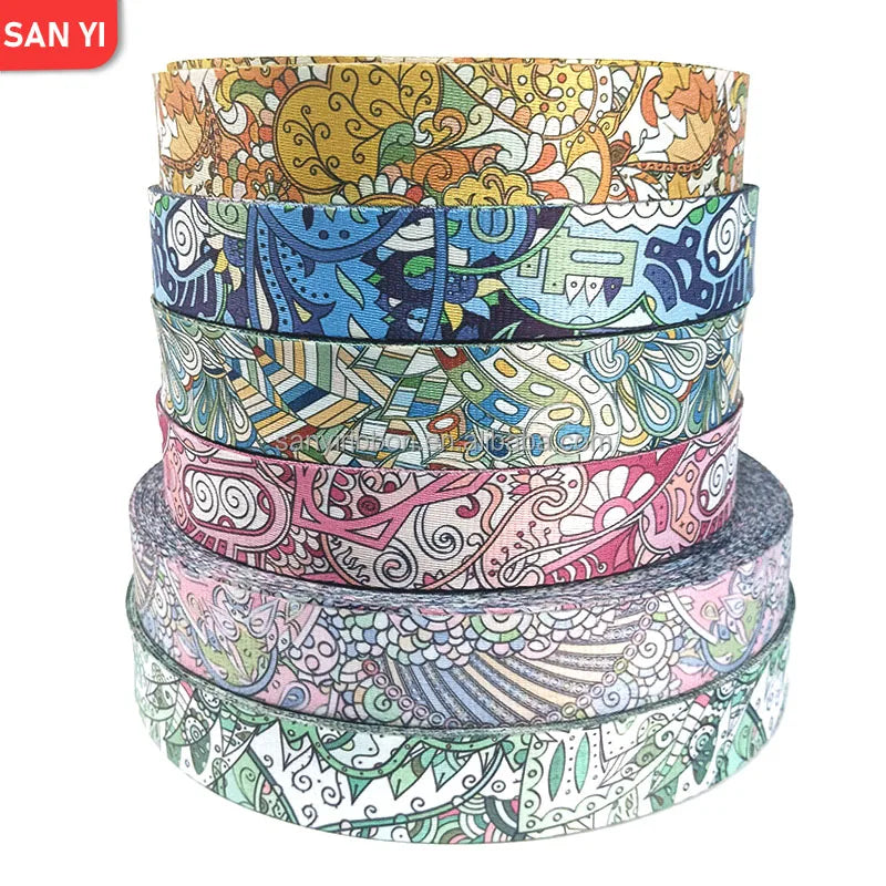 38mm Printed Polyester Webbing Durable and Classic Color for Shoelaces Clothing Accessories and Bag Straps
