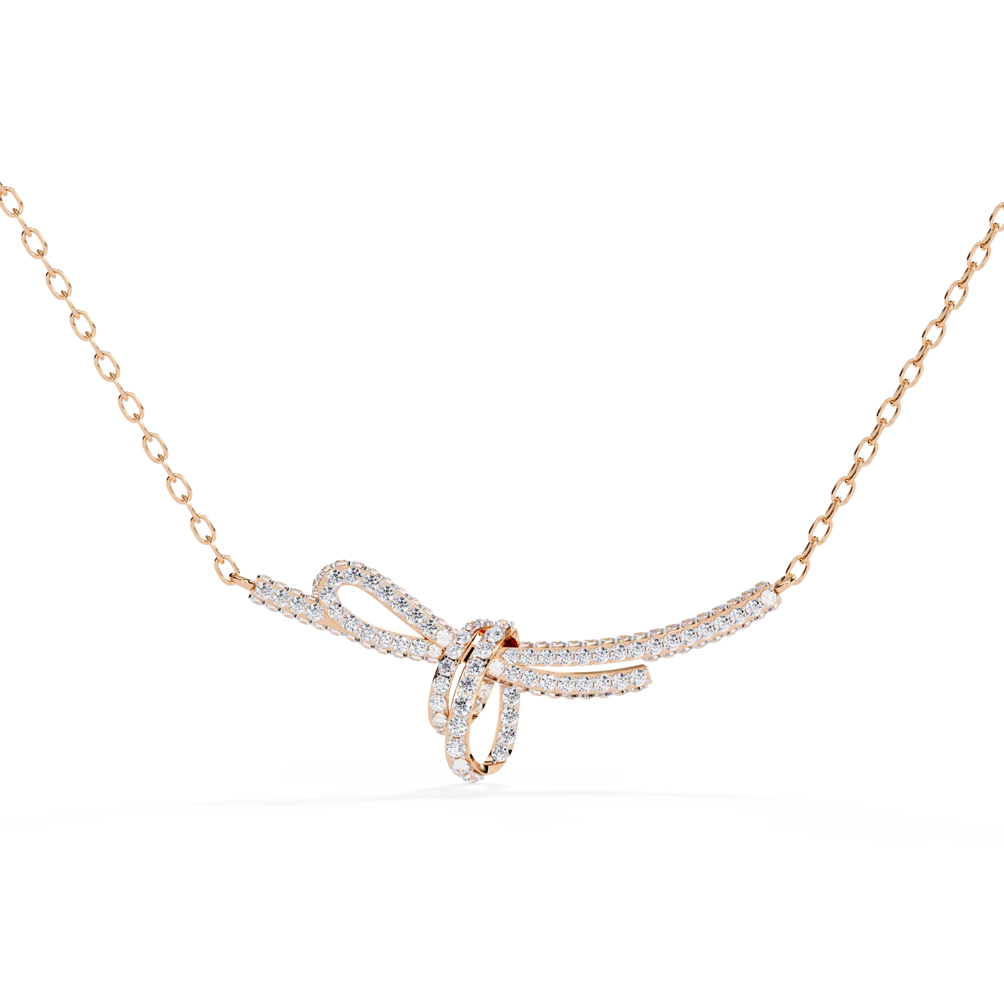 Graceful 14K Gold Pendant Bow Design Necklace with 0.90ct Lab Grown Diamonds Fine Jewelry for Women Diamond Pendant