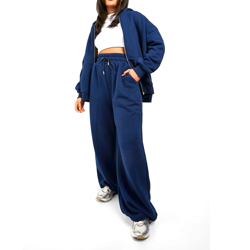 Custom Plus Size 100% Cotton Women's 2-Piece Jogger Track Suit with Custom Logo Lightweight Eco-Friendly Fitness Clothing OEM
