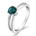 925 Sterling Silver Ring Rhodium Plated Round Teal CZ Split Shank Wholesale Silver Ring Women Wedding Engagement Gift