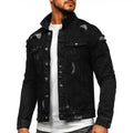 Custom Washed Blue Embroidered Men's Denim Jacket Classic Motorcycle Style Jean Outerwear for Men