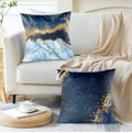 Marble Pillow Case Decorative Cushions Blue Gold Peach Skin Pillowcase Cushion Cover with Golden Veins Opp Bag Printed Microstar