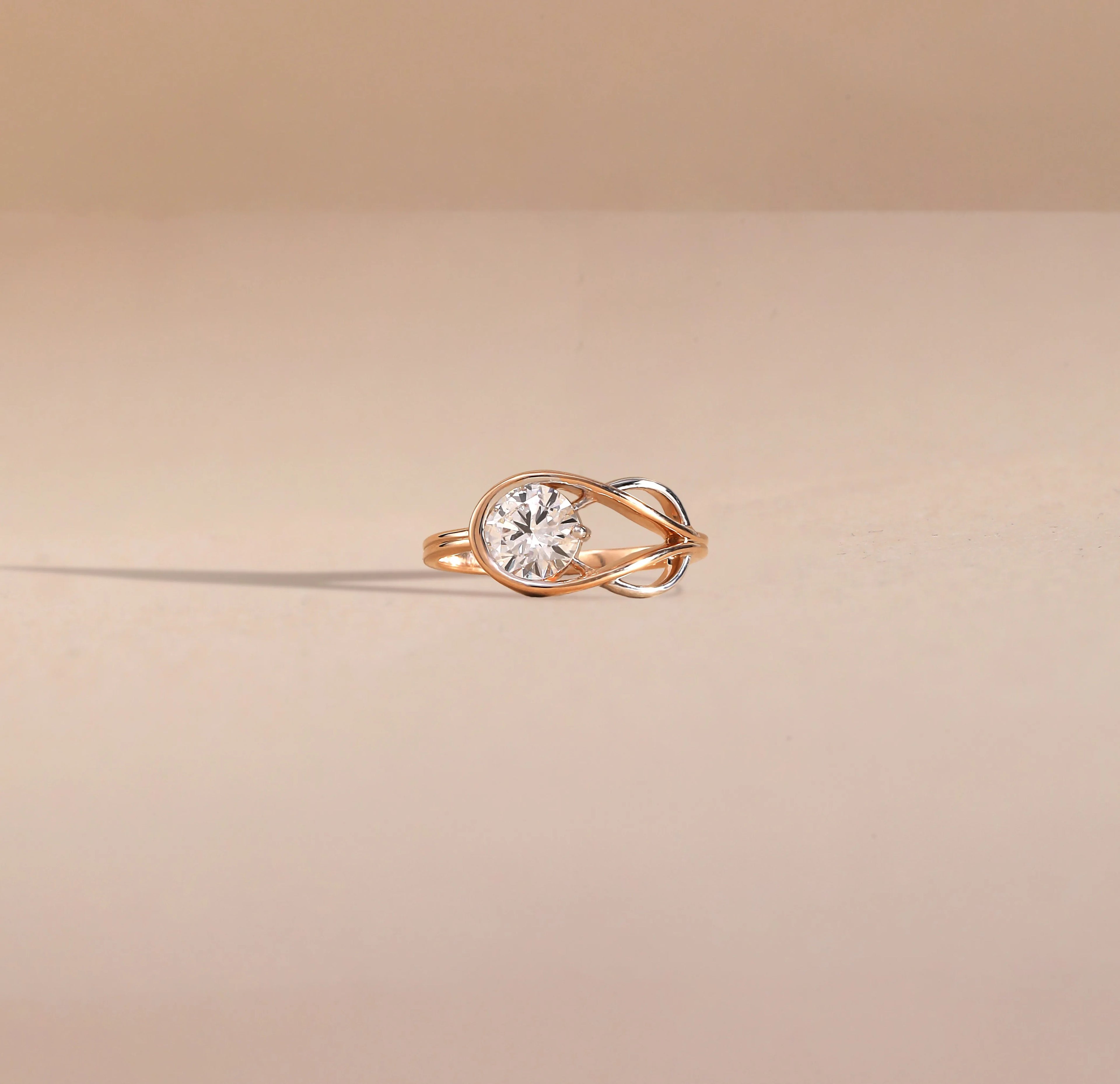 New Design Luxury Fine Jewelry 925 Sterling Silver Rose Gold 1.00 Carat Brilliant Cut Diamond Engagement Ring 14K Gold Plated