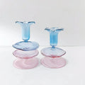 Sophisticated Reusable Borosilicate Glass Candle Holders Set Gradient Color Combination Heat-Resistant for Romantic Inclined