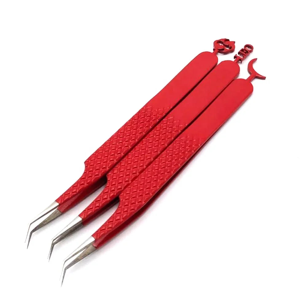 Professional Silver Tip Stainless Steel Anti-Static Durable Precision Perfect Grip Eyelash Extension Tweezers Hello Beauty Tools