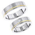 Luxurman 14K White Yellow Two Tone Stainless Steel Wedding Bands His Hers Radiant Cut VS Clarity Geometric 14K Gold Plated IGI