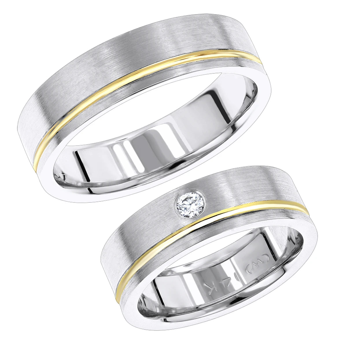 Luxurman 14K White Yellow Two Tone Stainless Steel Wedding Bands His Hers Radiant Cut VS Clarity Geometric 14K Gold Plated IGI