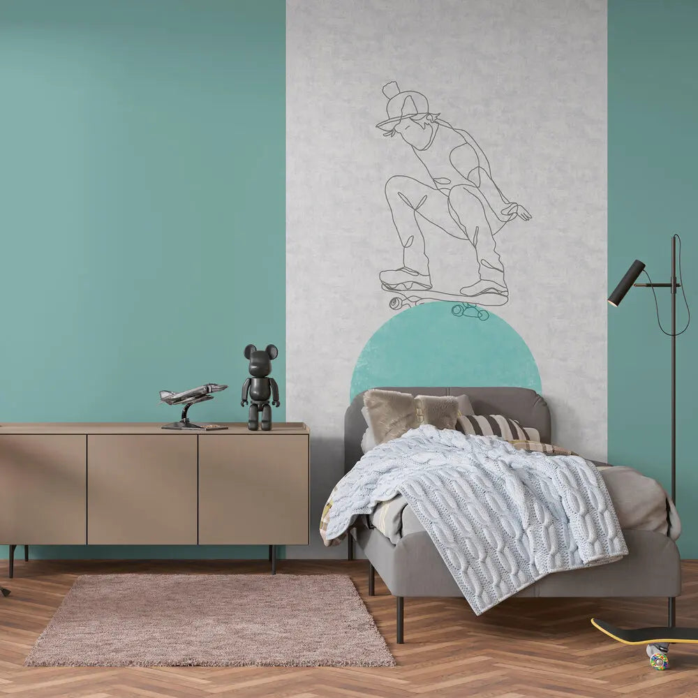 Made in Germany Photo Wallpaper Murals Kids Room Skater Blue Grey Large Format Non Woven Wall Mural Skateboard - 159 x 280 m